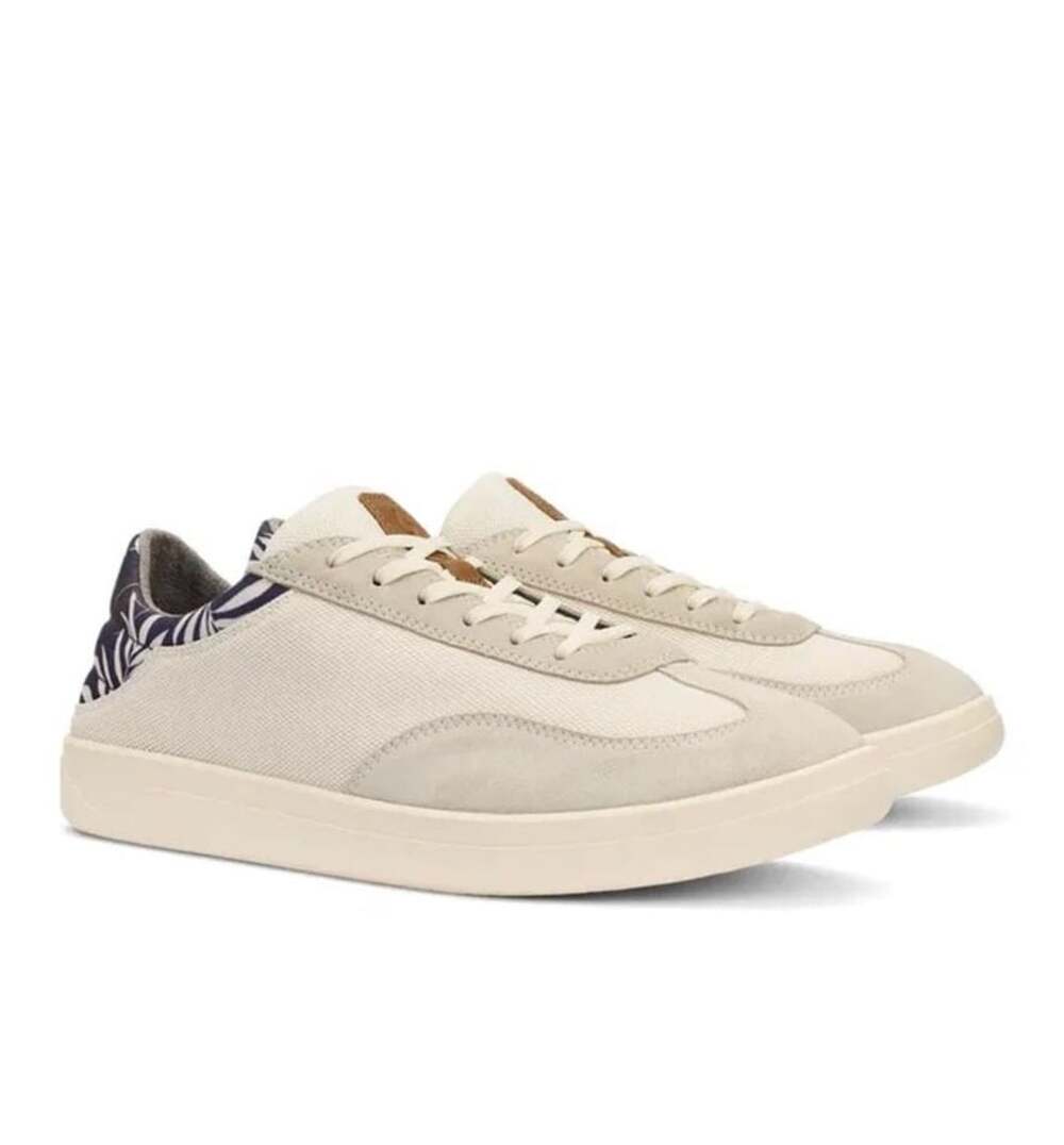 NEW OluKai Punini Court Sneaker Ash Off White Aloha Size 8